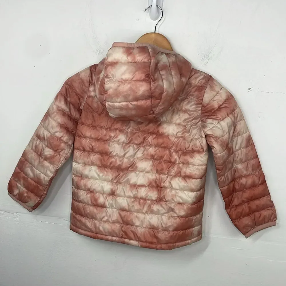 Gap Kids 100% Recycled Polyester Cold Control Puffer Jacket Pink Tie Dye size XS